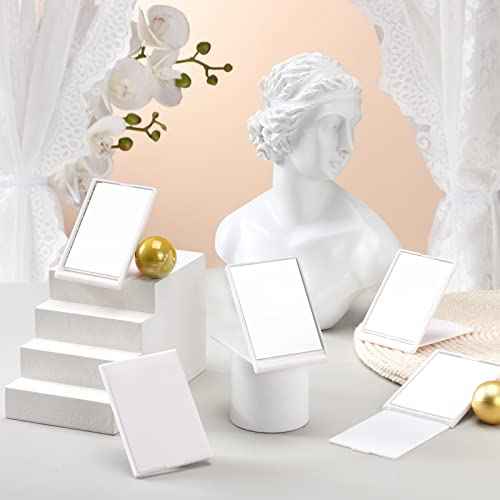 Queekay 32 Pcs Pocket Mirror Bulk Folding Compact Mini Mirror for Women Makeup Travel Cosmetic, 2 x 3 x 0.2 Inch(White)