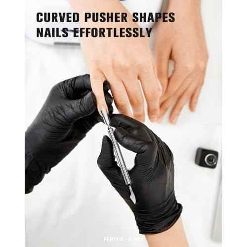 2025 Upgraded Dual Head Cuticle Pusher Remover Tool - Curved & Chisel Edge Stainless Steel, Ergonomic Non-Slip Handle for Professional Salon & Home Manicure Nail