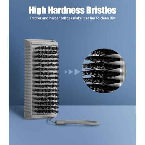 Nail Brush for Cleaning Fingernails, 2Pack Heavy Duty Nail Brushes Remove Dirt and Paint Fingernail Brush Deep Cleaning Mechanical Nail Scrub Brush Two-Sided with Hanging Rope, Grey