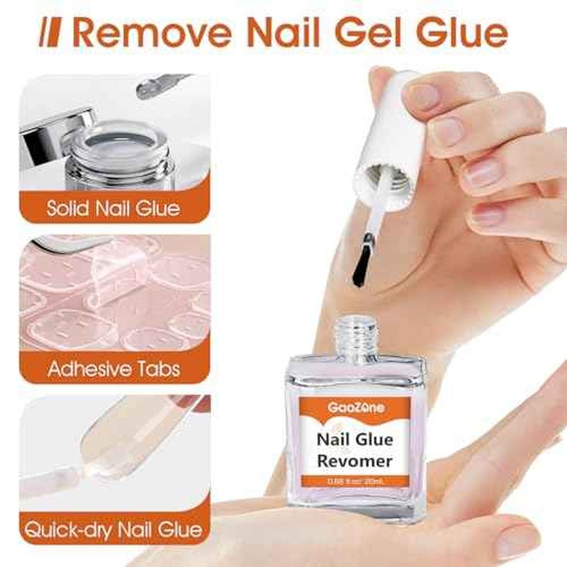 Gel Nail Glue Remover for Nails - Press On Nail Remover Easy Removal Debonder for Glue on Nail Tips, Remove for Fake Nails Tips Solid Glue, 2Pack, 1.35 fl oz/ 40 ml