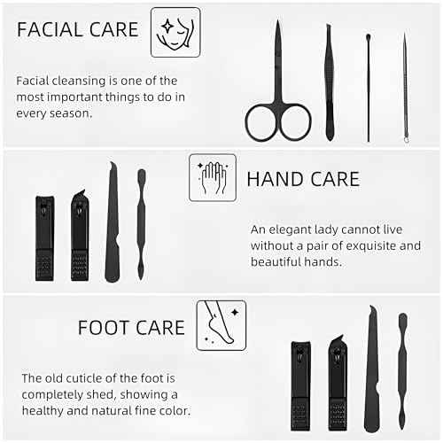 Nail Clipper & Grooming Set,10-Piece Manicure Set, Nail Care Kit with Travel Case, Ideal Christmas Gift or Stocking Filler Stuffers for Men & Women