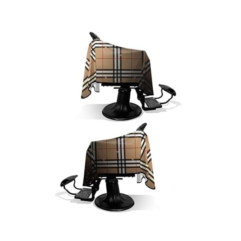Illuzien Tan Plaid PRO Barber Cape, Hair Cut Cape, Water-Resistant Barber Accessories, Professional Cape