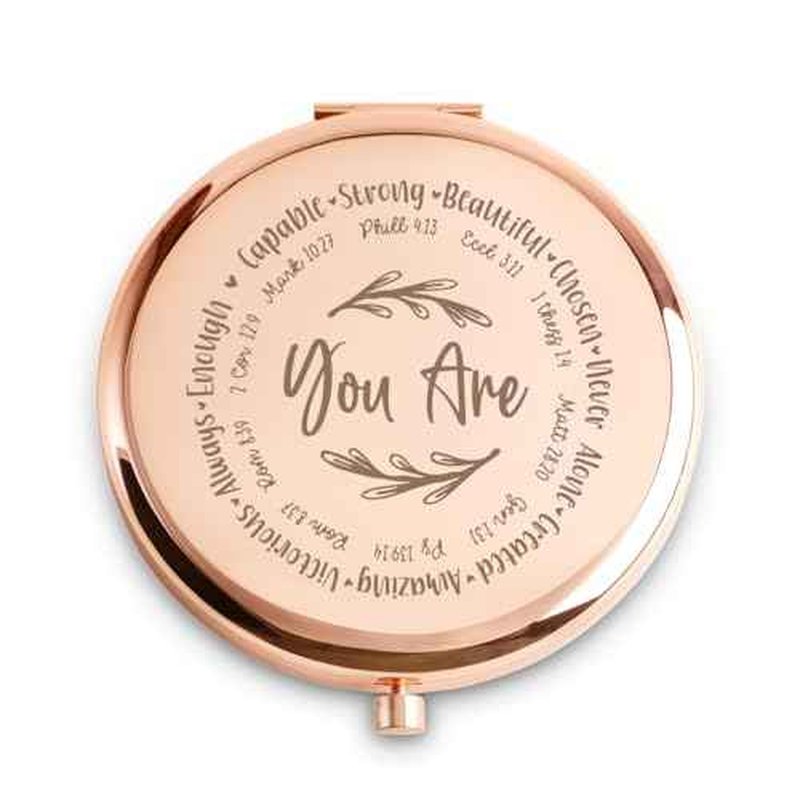 Stocking Stuffers for Women Girls, Christmas Birthday Gifts for Adult Teen Kid, Personalized Compact Mirror, Portable Makeup Mirror