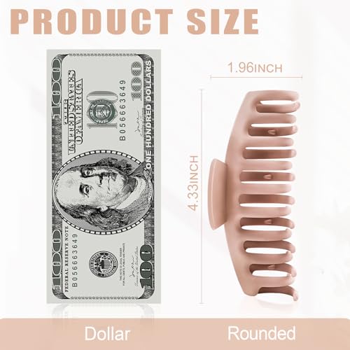 TOCESS Hair Claw Clips for Women ? Large Clips for Thin Thick Hair Big Neutral Claw for Curly Hair Matte Nonslip Strong Hold 4.33 Inch Jumbo Claws Jaw Set (8 Pcs)