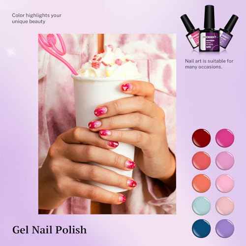 PHOENIXY 24 PCS Gel Nail Polish Set, Spring 21 Colors Gel Nail Polish Kit with Base Glossy Matte Top Coat Black Gray Red Nail Kit Gifts for Women