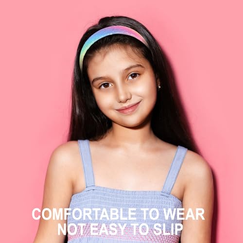 Girls Headbands, 6PCS Headbands for Girls Women Glitter Blue Purple Rainbow Pink Headband Sparkly Sequin Headband Hair Accessories