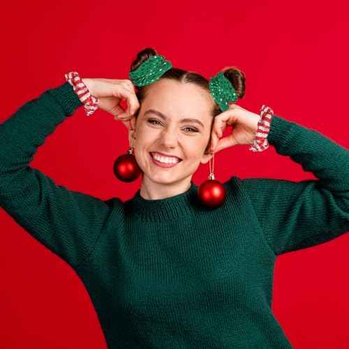 60 Pcs Christmas Scrunchies for Women Christmas Hair Scrunchies Bulk Holiday Scrunchies Velvet Soft Elastic Snowflake Ponytail Holder Plaid Christmas Scrunchie Gift Pack for Women