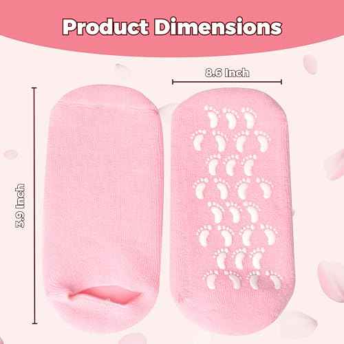 Moisturizing Socks for Dry Cracked Feet Women and Men Hydrating Gel Spa Sock Foot Moisturizer During Overnight (1 Pair (Pink))