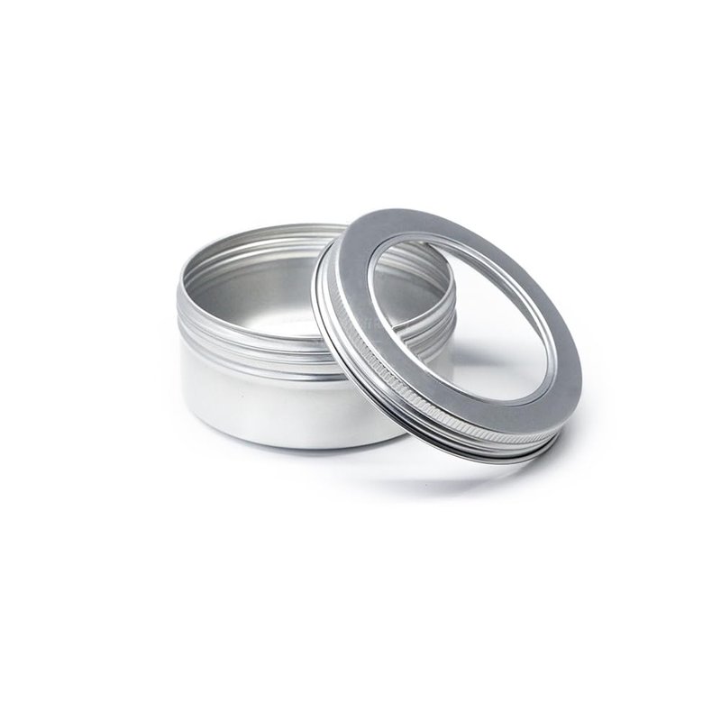 75 Pcs Clear Window Aluminum Round Cans,Candle Containers with Screw Lid,2 Oz Metal Round Tins for Crafts,Cosmetic, DIY