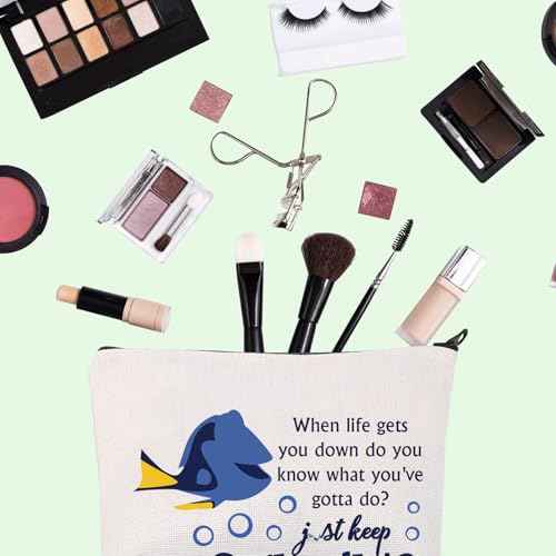 Dory Lover Gift Dory Movie Cosmetic Bag Cartoon Character Lover Gift Dory Fish Fans Gift Animal Ocean Gift (keep swimming)