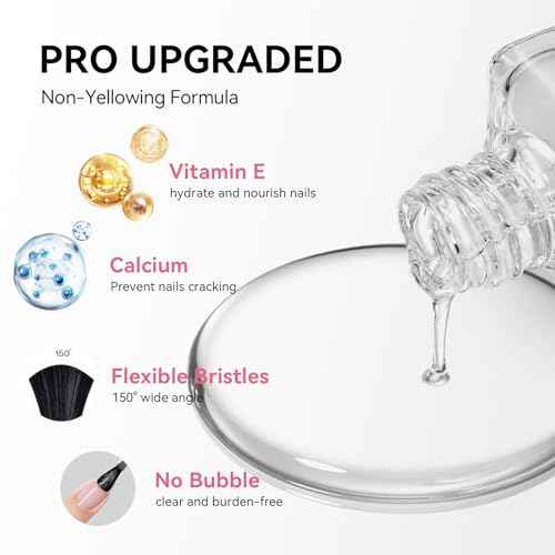 Base Coat and Top Coat, Clear Regular Nail Polish, Rich in VE Calcium Quick Air Dry Nail Strengthening Non Gel, 2Pcs Vegan Base Chip Resistant High Shine Long-lasting Nail Art Gift Set