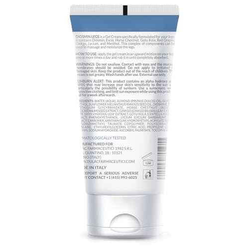 Dul?c - Diosmin Legs 5.07 Fl Oz - Varicose Veins Treatment for Legs, Gel Cream for Circulation and Spider Veins, Cooling Effect Diosmin and Horse Chestnut Cream for Leg Swelling Relief