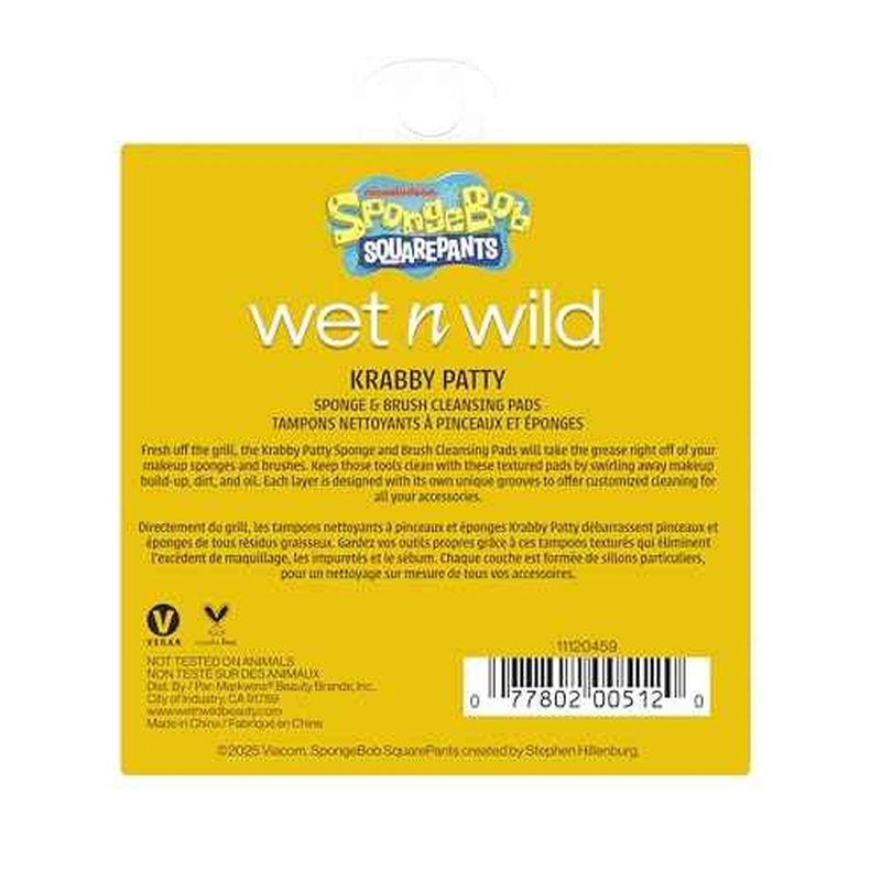 wet n wild SpongeBob Sponge & Brush Cleansing Pads, Flexible Silicone Cleaning Surface, Deep-Cleans All Brush Sizes ? Krabby Patty