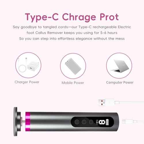 Electric Foot Callus Remover,Professional Foot Glass Sanding Machine with 9 Speed Settings, Type-C Charging, 3 Replaceable Rollers, Pedicure Tools with 30 Sandpaper Discs for Dead Skin-Black