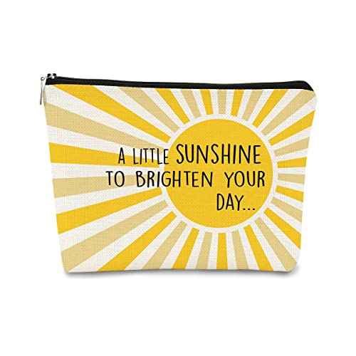 A Little Sunshine To Brighten Your Day Yellow Summer Inspirational Makeup Bag for Women, Cosmetic Bag Gift for Teen Girls,Birthday Christmas Gifts for Women Friends Mom Wife Grandma Daughter Teacher