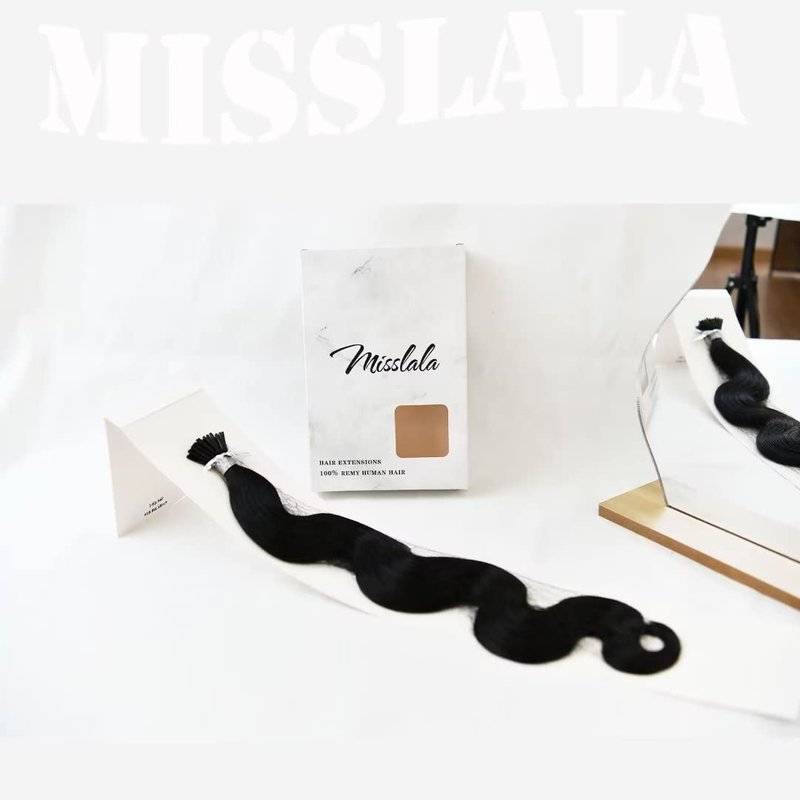 Misslala 18 Inch Cold Fusion Extensions Human Hair Itip Human Hair Extensions Wavy Color #1B Off Black Keratin Hair Extensions Human Hair Wavy 0.8g/s 50S/40G…