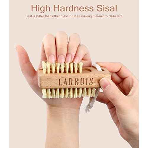 Nail Brush for Cleaning Fingernails, 2Pack Wooden Nail Brushes Fingernail Brush for Cleaning Nail Scrub Brush Two-Sided with Hanging Rope (Beechwood)