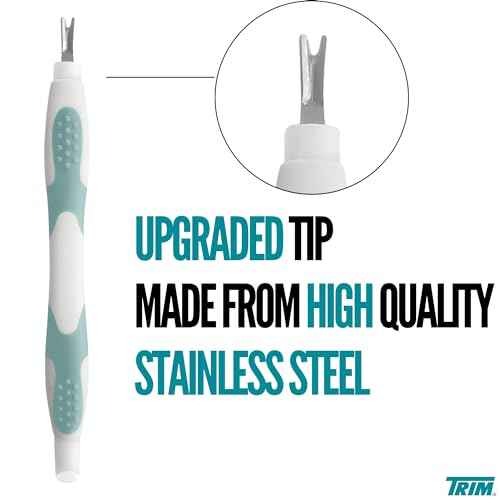 Trim Easy Hold Sure Grip Implements Cuticle Remover/Pusher, Dual Ended, Non Slip, Maximum Grip, V Tip, Cuticle Trimmer, Tool For Manicure & Pedicures, Ergonomic Design, Nail Care Essential, 1 Count