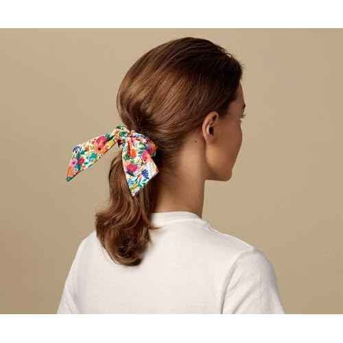 RIFLE PAPER CO. Garden Party Scrunchie, 100% Polyester, Digitally Printed, 3.5" Diameter, Scarf Tie for Hair, Soft Elastic Scrunchie Hair Band, Works as Ponytail Holder or Wrist Accessory