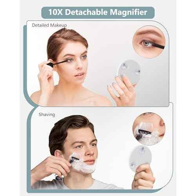 Star Vision 2-in-1 Lighted Makeup Mirror with Glass Jewelry Organizer, Dimmable 6,000K Cool White Light, 3-Layer Drawers, Luxury Crystal Diamond Effect Surface, Includes a 10X Magnification Mirror