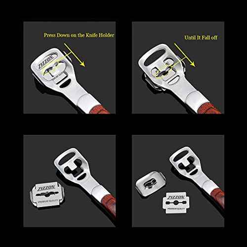 ZIZZON Foot Care Pedicure Callus Shaver Hard Skin Remover Wood Handle 70 Blades