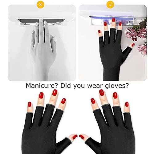 Pimoys UV Gloves for Gel Manicures UPF50+ Fingerless UV Light Protection Gloves for Gel Nails Manicure