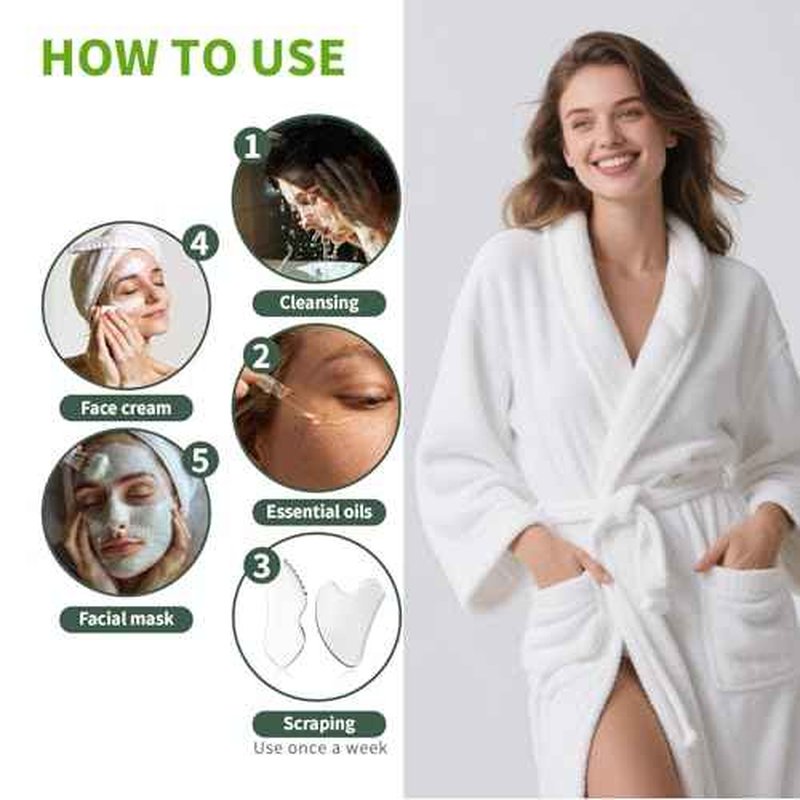 ANNROS 2Pcs Stainless Steel Gua Sha Facial Tools, GuaSha Set for Face Neck, Natural Skin Care£¬Perfect GuaSha Set for Skincare and Rituals and Travel-Friendly, Gift for Women