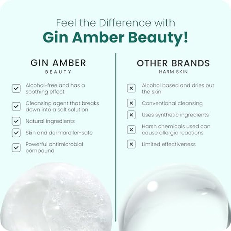 Gin Amber Beauty Natural Foaming Face Wash for Women & Men ? Gentle Facial Cleanser for Skincare Tools & Daily Use - (6 Fl oz - 180 ml)