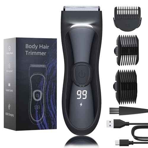 Body Hair Trimmer with Ceramic Blade - Manscaper Electric Razor for Men Women, Electric Shaver for Pubic Hair, Chest, Legs & Bikini, Waterproof & Rechargeable, Led Display