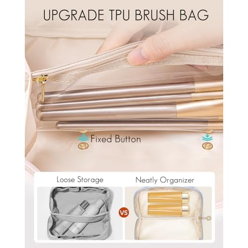 Vlando Makeup Bag,Large Capacity Toiletry Bag for Women Waterproof Portable Make up Pouch PU Leather Open Flat Cosmetic Bag(Purple)