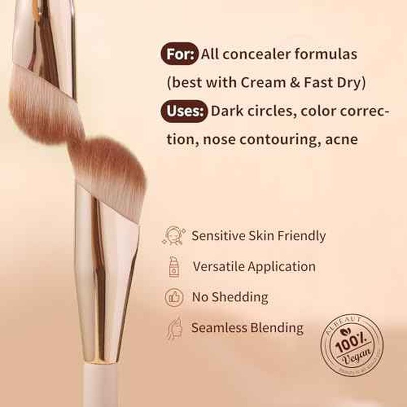 Small Angled Concealer Brush For Under Eye Brightening, Precision Face Makeup Brush (193 concealer brush-Pink)