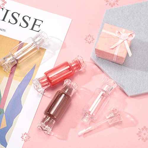 20 Pieces Empty Lip Gloss Tubes with Wand 9 ml Mini Clear Candy Shape Lip Balm Tube Containers and 2 Pieces Funnel for DIY Cosmetics Women
