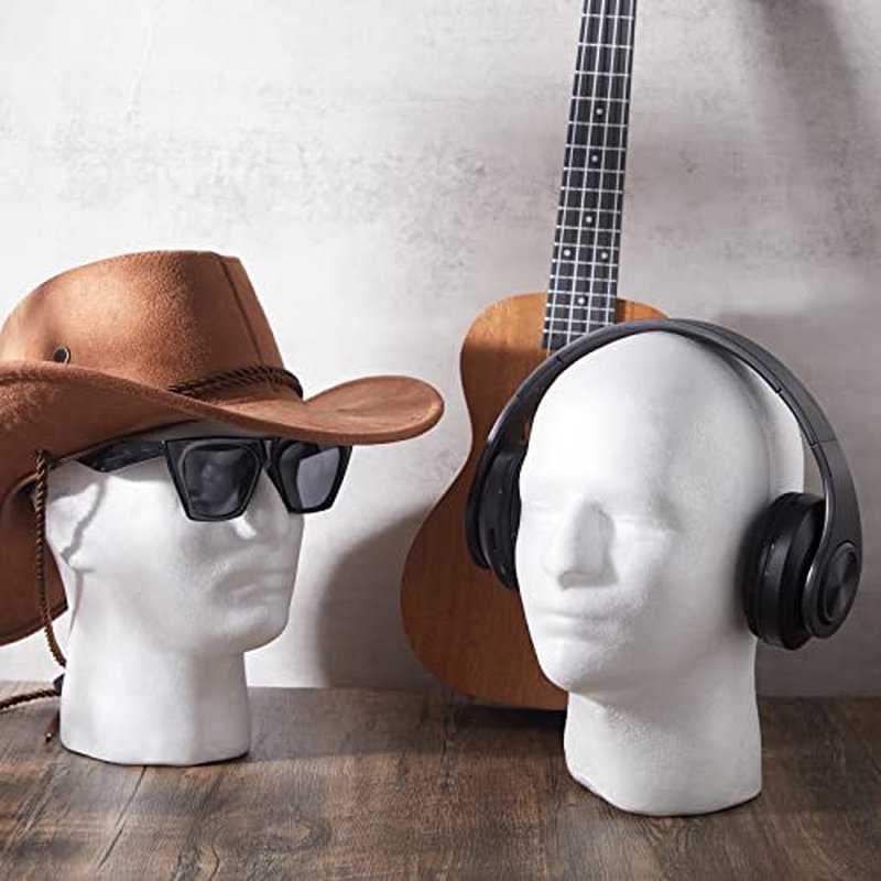 4 Count Wig Head Foam Mannequin Head Stand Wig Holder for Hat Display, White(21.26 Inch)