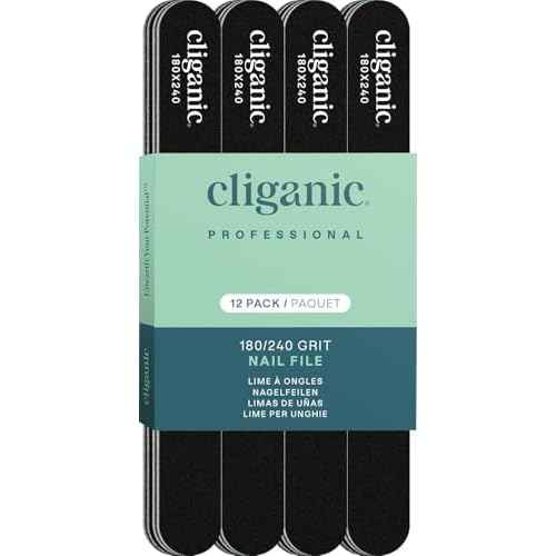 Cliganic 12 Pack Nail File Set: 180/240 Grit | Professional Emery Boards for Natural, Gel & Acrylic Nails | Washable Double Sided Kit | Cliganic 90 Days Warranty