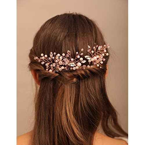 Teyglen Hair Pins Set, Women Dainty Pearl Crystal Hair Pins, Mint Green, Vintage Style, Rhinestone and Pearl Headpieces, Jewelry Accessories for Women and Girls, 3 Pieces