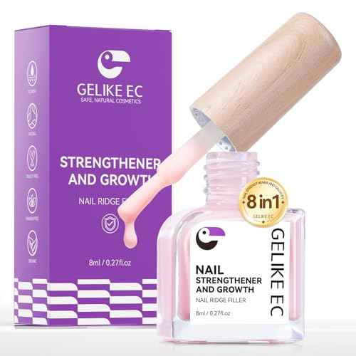 Nail Ridge Filler For Damaged Nails: Gelike ec 8 in 1 Nail Strengthener for Thin Nails and Growth,Protein Nail Ridge Filler with Top Coat Free