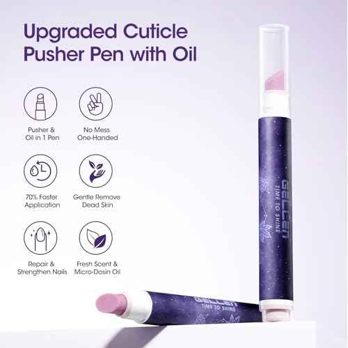 Gellen 4-in-1 Cuticle Pusher Pen with Micro-Dosin Oil, Cuticle Remover & Cuticle Oil in a Pen, Ceramic Nail Pusher Pen for Hangnails & Dry & Damaged Nails, Nail Care Pen for Repair & Nourish Nails