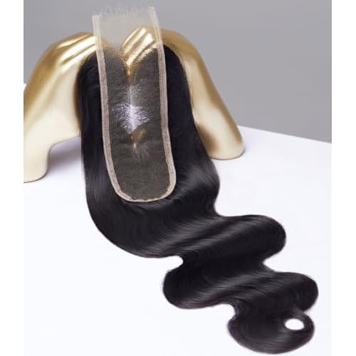 Mlip 2x6 HD Lace Closure Body Wave, 0.10mm Ultra Thin Invisible Swiss Lace, Skinlike Real HD Lace Melt into Skin Perfectly, Pre-plucked Natural Hairline, Raw Indian Human Hair 12 Inches