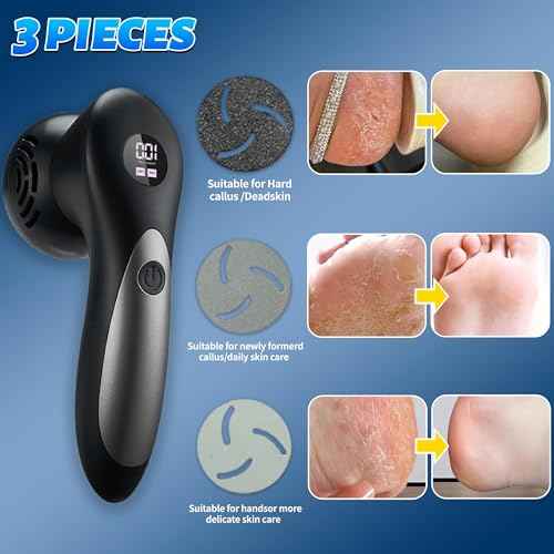 Electric Feet Foot Callus Remover Equipped with A Vacuum System Foot Scrubber 17 in 1 Professional Foot Care Tool Ipx6 Waterproof Rating for Removing Hard Cracks Dryness and Dead Skin (Black)