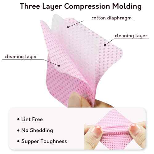 Pink Lint Free Nail Wipes with Storage Case- 1080PCS Super Absorbent Nail Polish Remover Pads- Disposable Lint Free Wipes for Nail Polish Removal, lash Extensions Application, Nail Care