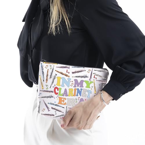 WCGXKO Clarinet Player Gift In My Clarinet Era Music Lover Zipper Pouch Makeup Bag (B-ClarinetEra), beige