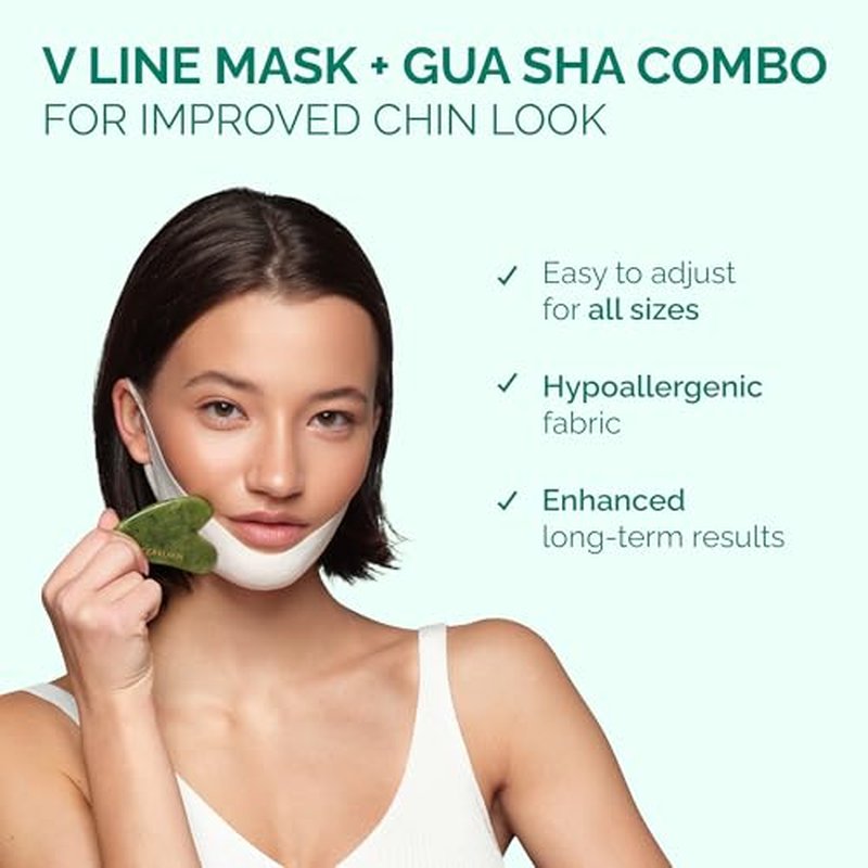PLANTIFIQUE V-Line Collagen Mask for face 20 PCS | Chin Strap for Women & Men | V Line Lifting Mask with Collagen and Hyaluronic Acid V Shape Face Tape Chin | Skin Firming