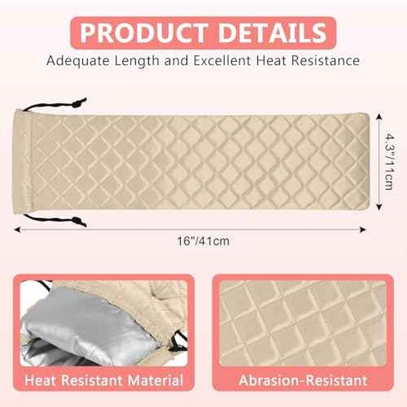AMIJEAL Heat Resistant Hair Tools Organizer Bag Portable Travel Drawstring Storage Cover Pouch for Hair Straightening Irons, Curling Irons, Flat Irons and Hot Styling Tools(16" x 4.3")