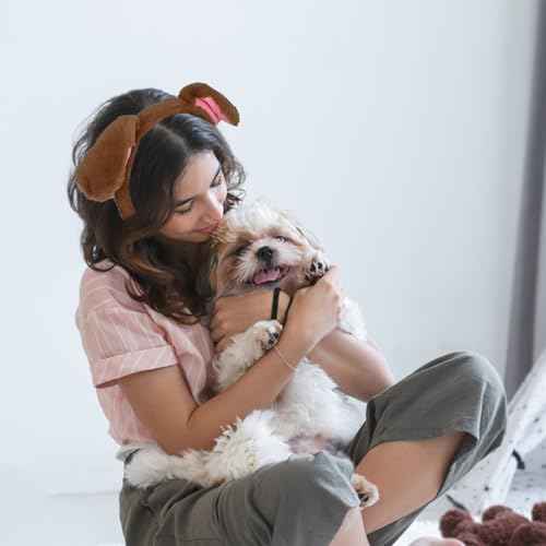 Brown Dog Ears Headband Puppy Ears Plush Animal Ears Headband Adult Halloween Costumes Woman Christmas Festival Theme Party Cosplay Costume Head Bands