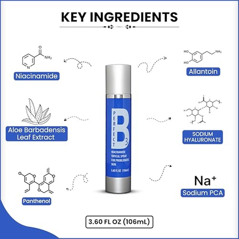 Niacinamide Face Spray ? Topical Mist with Hyaluronic Acid, Glycerin, Vitamin B3, and Aloe for Skin Clarity, Texture & Hydration ? Gentle Niacinamide Serum Alternative ? 3.6 fl oz