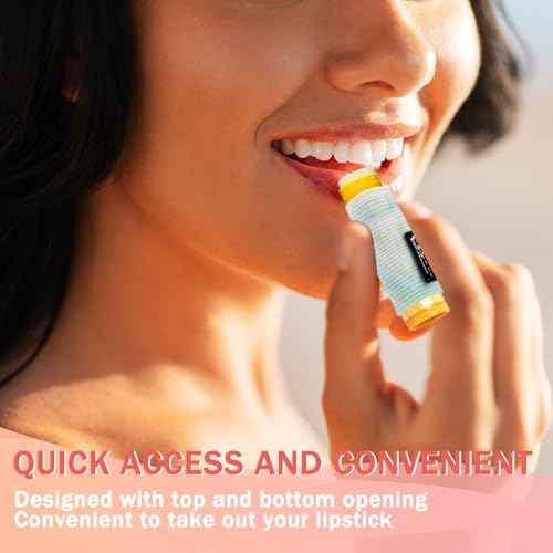 WK IEASON 10PCS Lip Balm Holder Keychain Bulk Lip Gloss Holder Key chain Lipstick Holder Lip Gloss Sleeve -Tight Elastic Holder Sleeve for Fat and Slim Lip Balms&Gloss and Lip Sticker(10pcs Floral A)