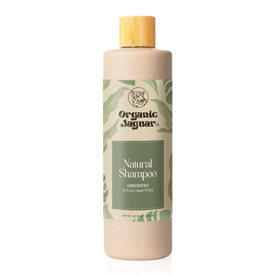 Organic Jaguar Natural Shampoo for Hair Care, Sulfate Free Shampoo with Castor Oil, Honey, Biotin, Glycerin, Aloe Vera & Mild Thickening Agent, Unscented, Dry to Color Treated to All Hair, 13.5 fl oz