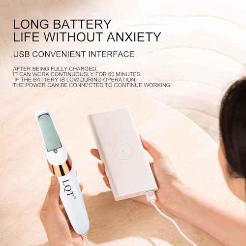 LQT¢ç Electric Foot File ? Rechargeable Callus Remover for Hard, Cracked Skin ? at-Home Pedicure Kit for Smooth Feet (Men & Women) (White)