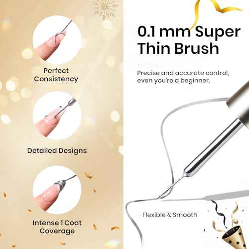 Beetles Metallic Gel Nail Polish Liner Set Silver Bronze Gold 2pcs Gel Liner Nail Art Chrome 3D High-Gloss Effect for Nail Paint Design with Thin Brush DIY French Manicure Curing Requires at Home