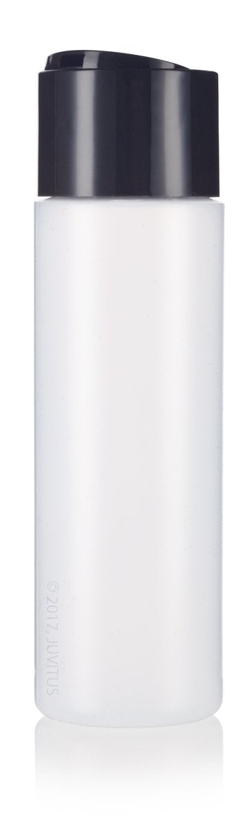 JUVITUS 8 oz / 250 ml Professional Natural Clear Refillable Plastic Squeeze Bottle with Wide Black Disc Cap Lid (6 pack)
